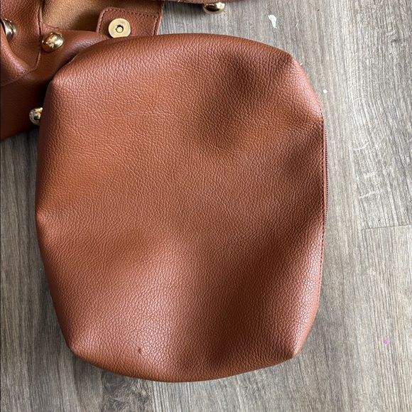 JLN Anthropologie BROWN/GOLD THE SONIA MEDIUM SLOUCHED STUDDED BAG - Picture 6 of 9